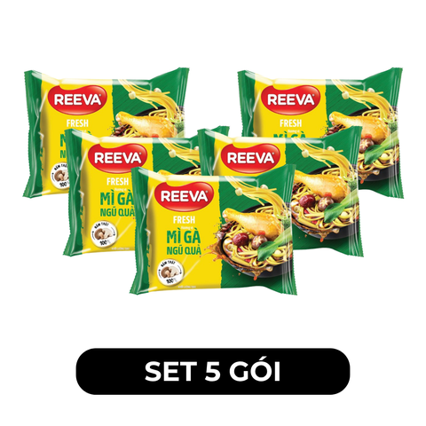 UNIBEN - Mì Reeva Fresh hương vị Gà ngũ quả, Mì Reeva gà ngũ quả, Mì gà ngũ quả Reeva Fresh ăn liền - 85g/gói - 00675