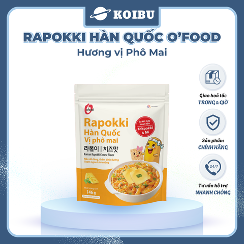 O’FOOD - Rapokki Hàn Quốc O’food hương vị Phô Mai, Tokbokki O'Food, Bánh gạo O'Food Hàn Quốc (146g/gói)
