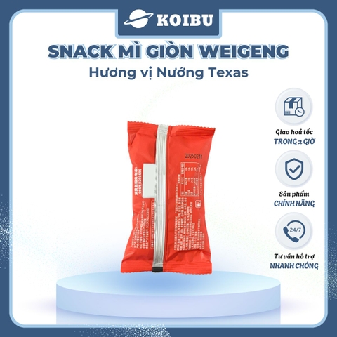 ANHUI - Snack mì giòn WeiGeng hương vị Nướng Texas, Snack mì nướng Texas WeiGeng, Mì Trung Quốc - 25g/gói - 00502
