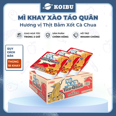 ACECOOK - Mì xào Táo Quân hương vị Thịt bằm xốt cà chua, Mì Táo Quân đỏ, Mì Táo quân thịt bằm sốt cà chua, Mì Táo quân sốt cà chua, Mì khay Táo Quân thịt bằm xốt cà chua - 85g/khay - 00029