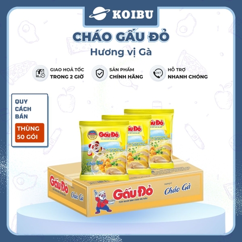 ASIAFOODS - Cháo Gấu Đỏ hương vị Gà, Cháo Gà Gấu Đỏ, Cháo gói ăn liền Gấu Đỏ vị Gà - 50g/gói - 00340