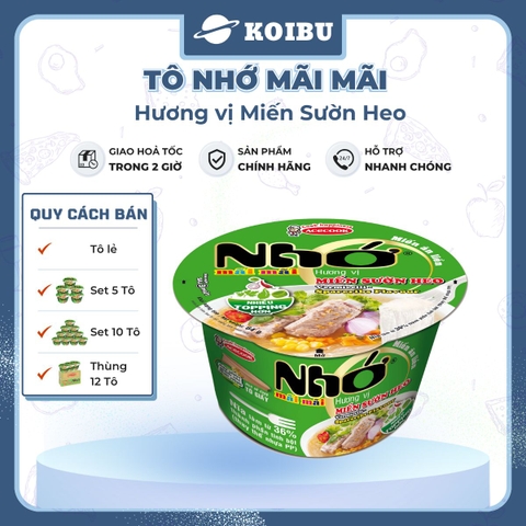 ACECOOK - Miến tô Nhớ Mãi Mãi hương vị Sườn heo, Tô Nhớ Mãi Mãi miến sườn heo, Miến Nhớ ăn liền - 64g /tô - 00026