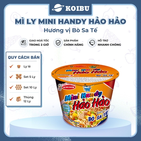 ACECOOK - Mì ly Mini Handy Hảo Hảo hương vị Bò sa tế, Mì ly bò sa tế Hảo Hảo Mini Handy, Mì Hảo Hảo - 53g/ly - 00020