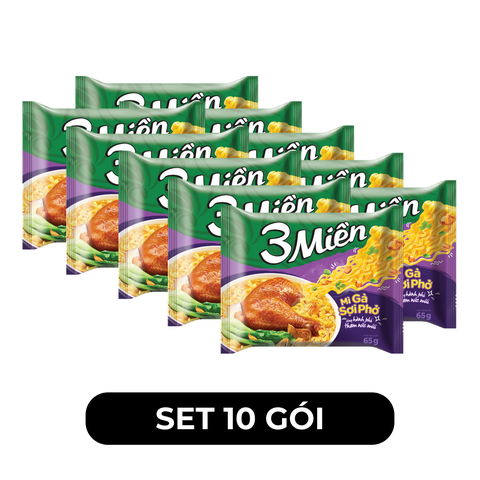 UNIBEN - Mì 3 Miền hương vị Gà Sợi Phở - Mì Gà sợi phở gói ăn liền, Mì gói 3 Miền Gà sợi phở - 65g/gói - 00494