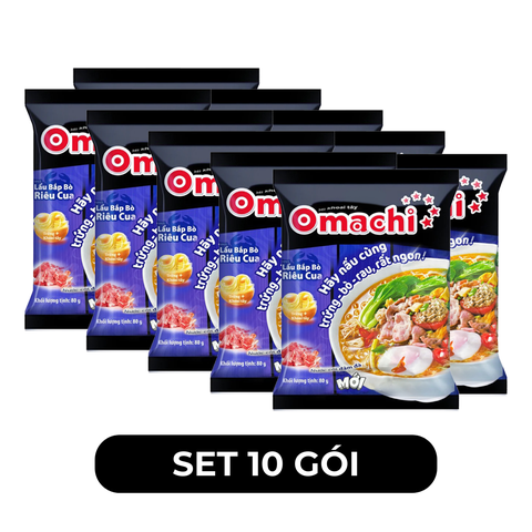 MASAN - Mì khoai tây Omachi hương vị Lẩu Bắp Bò Riêu Cua, Mì Omachi bắp bò riêu cua, Mì Omachi gói - 80g/gói - 00056