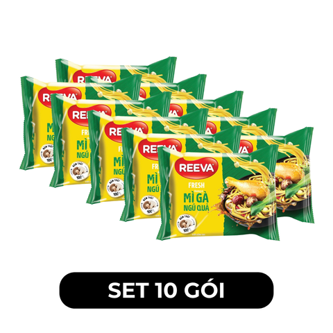UNIBEN - Mì Reeva Fresh hương vị Gà ngũ quả, Mì Reeva gà ngũ quả, Mì gà ngũ quả Reeva Fresh ăn liền - 85g/gói - 00675