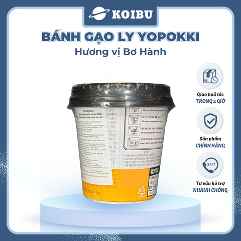 YOUNG POONG - Bánh gạo ly Yopokki hương vị Bơ Hành, Bánh gạo bơ hành Yopokki ly, Bánh gạo Hàn Quốc - 120g/ly - 00869