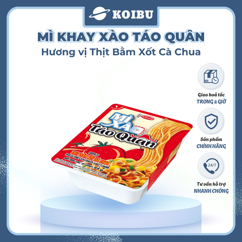 ACECOOK - Mì xào Táo Quân hương vị Thịt bằm xốt cà chua, Mì Táo Quân đỏ, Mì Táo quân thịt bằm sốt cà chua, Mì Táo quân sốt cà chua, Mì khay Táo Quân thịt bằm xốt cà chua - 85g/khay - 00029