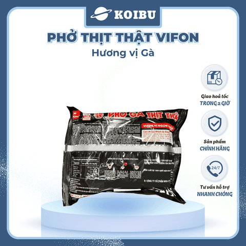 VIFON - Phở Vifon thịt thật hương vị Bò, Vifon Phở bò thịt thật Vifon, Phở thịt thật Vifon ăn liền - 90g/gói - 00814