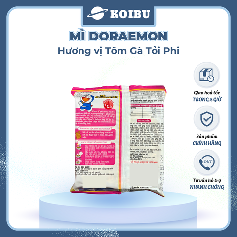 ACECOOK - Mì Doraemon hương vị Tôm gà tỏi phi, Mì ăn liền trẻ em, Mì Doremon bổ sung canxi, Mì gói Doraemon (63/gói) - 63g/gói - 00070