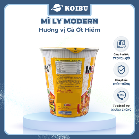 ACECOOK - Mì ly Modern hương vị Gà ớt hiểm, Mì ly gà ớt hiểm Modern ăn liền, Mì Modern ly ăn liền - 65g/ly - 00010