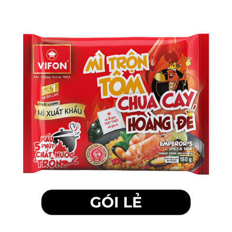 VIFON - Mì trộn Vifon xuất khẩu Tôm chua cay hoàng đế, Mì trộn Tôm chua cay hoàng đế Vifon xuất khẩu - 180g/gói - 00461