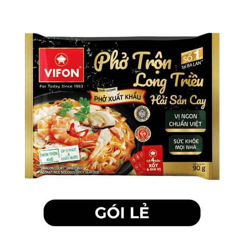 VIFON - Phở trộn Long Triều hương vị Hải Sản Cay - Phở trộn hải sản gói, Phở xuất khẩu - 90g/gói - 00505