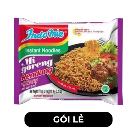 INDOFOOD - Mì xào khô Indomie Goreng vị Bò cay, Mì Indomie vị Bò cay, Mì xào Indomie, Mì Indomie Indonesia - 91/gói - 00086