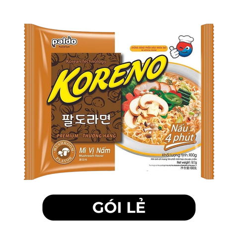 PALDO - Mì chay Koreno hương vị Nấm, Mì Koreno nấm, Mì nấm Koreno Hàn Quốc ăn liền, mì Hàn Quốc - 100g/gói - 00400