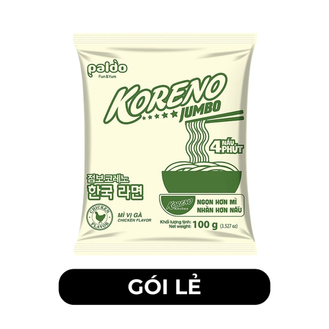PALDO - Mì Koreno Jumbo hương vị Gà, Mì gà Koreno Jumbo, Mì ăn liền Koreno Jumbo, Mì Hàn Quốc ăn liền - 100g/gói - 00383