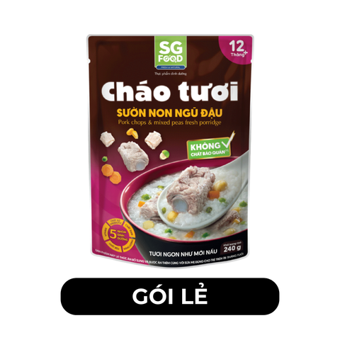 SG FOOD - Cháo tươi SG Food hương vị Sườn non ngũ đậu, Cháo tươi sườn non ngũ đậu ăn liền SG Food - 240g/gói - 00631