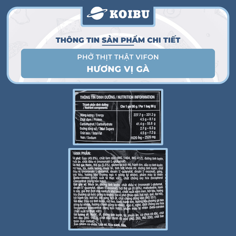 VIFON - Phở Vifon thịt thật hương vị Bò, Vifon Phở bò thịt thật Vifon, Phở thịt thật Vifon ăn liền - 90g/gói - 00814