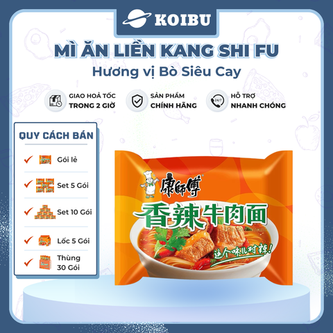 KANG SHI FU - Mì Kang Shi Fu hương vị Bò siêu cay, Mì Kang Shi Fu ăn liền, Mì ăn liền Trung Hoa - 104g/gói - 00748
