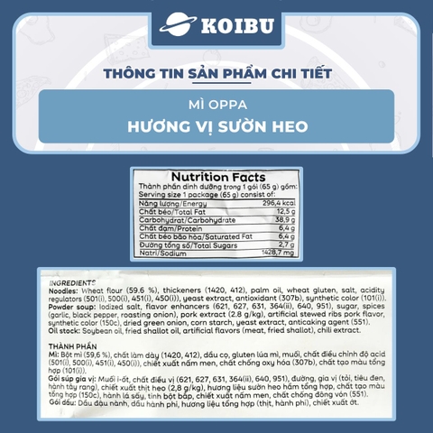 OTOKI - Mì Oppa hương vị Sườn heo, Oppa Mì sườn heo Oppa, Mì sườn heo Hàn Quốc, Mì Oppa Hàn Quốc - 65g/gói - 00073