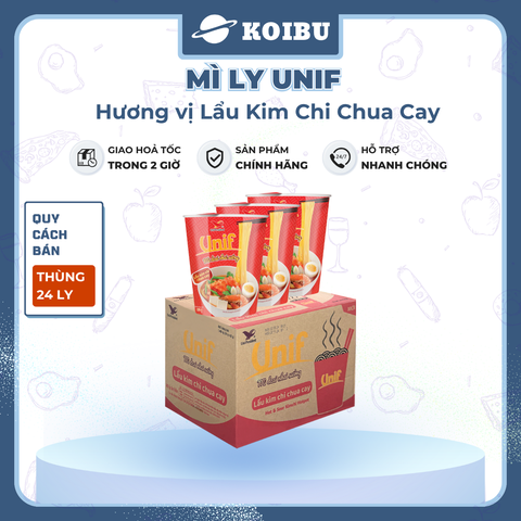 UNI-PRESIDENT - Mì Unif ly hương vị Lẩu Kim Chi Chua Cay, Mì Dzai Dzai ly lẩu kim chi chua cay - 62g/ly - 00295
