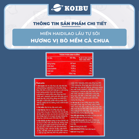 YIHAI - Lẩu tự sôi Haidilao hương vị Bò mềm cà chua, Lẩu tự sôi Hadilao bò mềm cà chua ăn liền - 365g/hộp - 00787