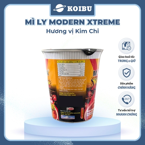 ACECOOK - Mì ly Modern Xtreme hương vị Kim chi, Mì Kim chi Modern Xtreme ly, Mì Modern Extreme ly ăn liền - 65g/ly - 00013