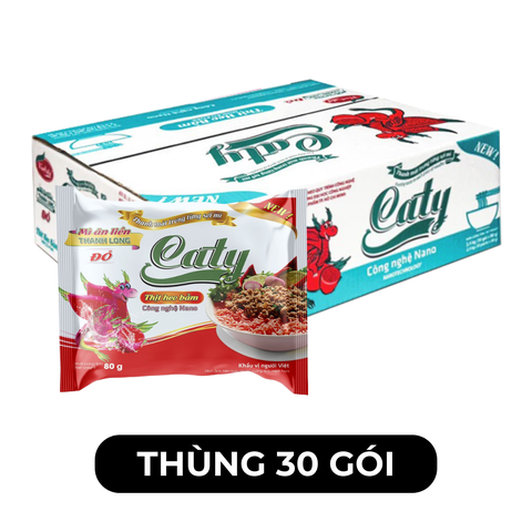 VINACATY - Mì ăn liền thanh long đỏ Caty hương vị Thịt heo bằm, Mì tôm thanh long đỏ Caty ăn liền - 80g/gói - 00570