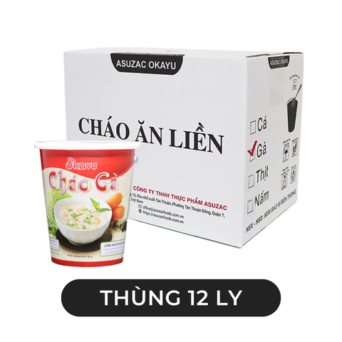 ASUZAC FOODS - Cháo ly Asuzac Okayu hương vị Gà, Cháo gà ăn liền Asuzac ly, Cháo thịt gà Okayu Asuzac lyà - 36g/ly - 00582