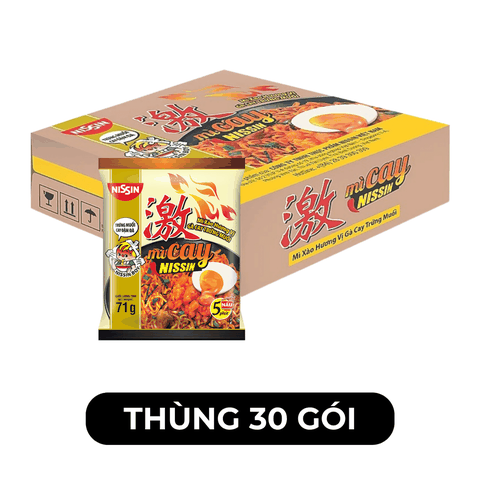 NISSIN - Mì xào cay Nissin Gà cay trứng muối, Mì xào cay Gà cay trứng muối, Mì xào ăn liền Nissin - 71g/gói - 00370
