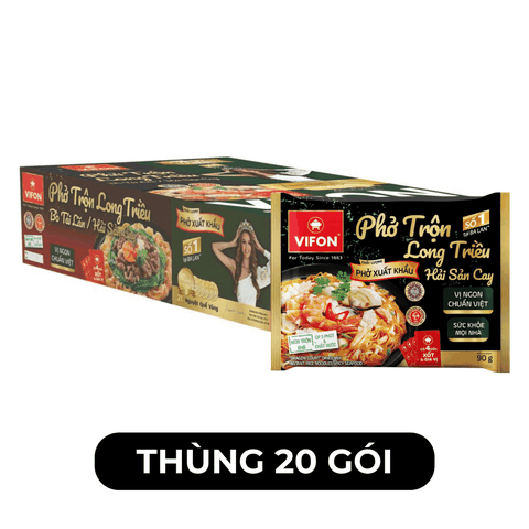 VIFON - Phở trộn Long Triều hương vị Hải Sản Cay - Phở trộn hải sản gói, Phở xuất khẩu - 90g/gói - 00505