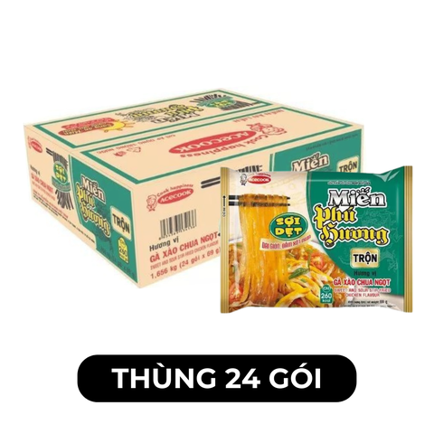 ACECOOK - Miến trộn Phú Hương Gà xào chua ngọt sợi dẹt, miến trộn Gà xào chua ngọt Phú Hương sợi dẹt - 69g/gói - 00178