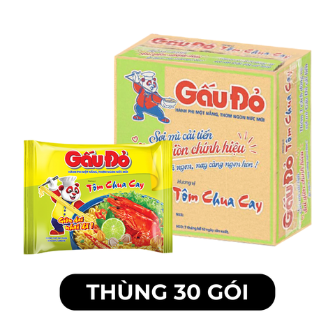 ASIAFOODS - Mì Gấu Đỏ hương vị Tôm chua cay, Mì Tôm chua cay Gấu Đỏ, Mì gói ăn liền Gấu Đỏ Tôm chua cay - 63g/gói - 00327