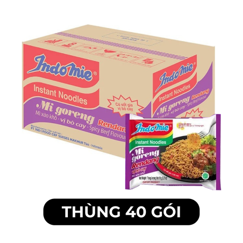 INDOFOOD - Mì xào khô Indomie Goreng vị Bò cay, Mì Indomie vị Bò cay, Mì xào Indomie, Mì Indomie Indonesia - 91/gói - 00086