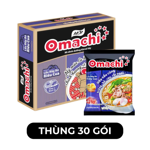 MASAN - Mì khoai tây Omachi hương vị Lẩu Bắp Bò Riêu Cua, Mì Omachi bắp bò riêu cua, Mì Omachi gói - 80g/gói - 00056