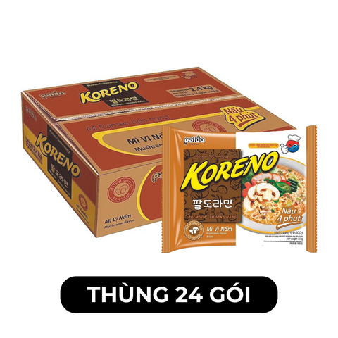 PALDO - Mì chay Koreno hương vị Nấm, Mì Koreno nấm, Mì nấm Koreno Hàn Quốc ăn liền, mì Hàn Quốc - 100g/gói - 00400