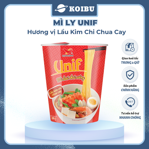 UNI-PRESIDENT - Mì Unif ly hương vị Lẩu Kim Chi Chua Cay, Mì Dzai Dzai ly lẩu kim chi chua cay - 62g/ly - 00295