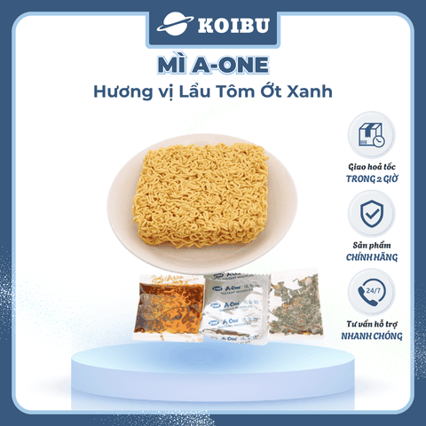 SAIGON VE WONG - Mì A-One hương vị Lẩu tôm ớt xanh, Mì lẩu tôm ớt xanh A One, Mì ăn liền Aone - 85g/gói - 00774