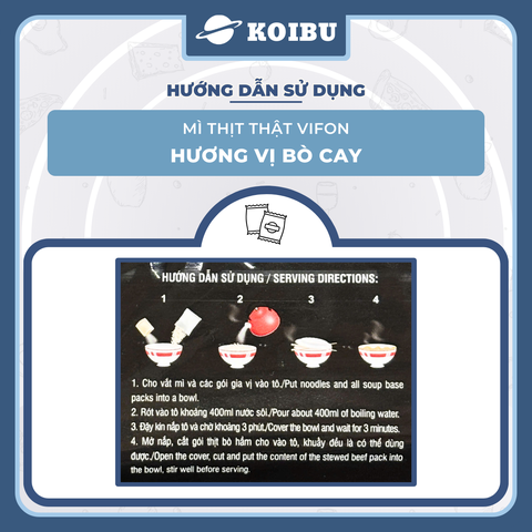VIFON - Mì thịt thật Vifon hương vị Bò cay, Vifon Mì Bò cay thịt thật Vifon, Mì Vifon thịt thật - 90g/gói - 00816