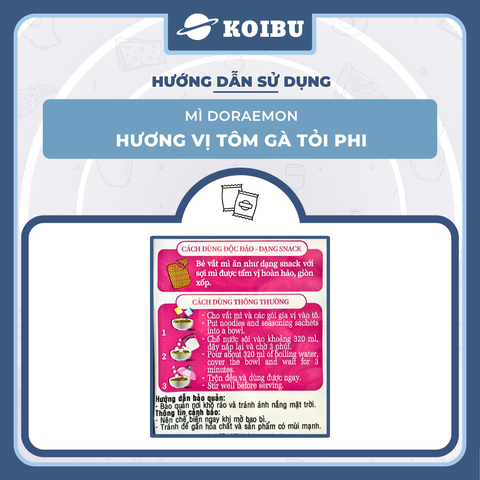 ACECOOK - Mì Doraemon hương vị Tôm gà tỏi phi, Mì ăn liền trẻ em, Mì Doremon bổ sung canxi, Mì gói Doraemon (63/gói) - 63g/gói - 00070