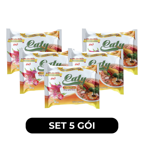 VINACATY - Mì ăn liền thanh long đỏ Caty hương vị Tôm và thịt gà, Mì tôm thanh long đỏ Caty ăn liền - 80g/gói - 00571