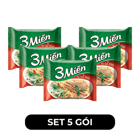 UNIBEN - Mì 3 Miền hương vị Bò Sợi Phở - Mì gói Bò sợi phở ăn liền, Mì Bò sợi phở 3 Miền gói - 65g/gói - 00495