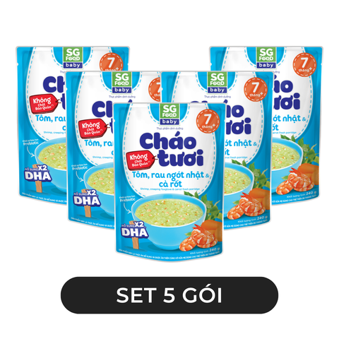 SG FOOD - Cháo tươi SG Food Baby hương vị Tôm, rau ngót Nhật & cà rốt, Cháo Tôm SGFood Baby ăn liền - 240g/gói - 00577