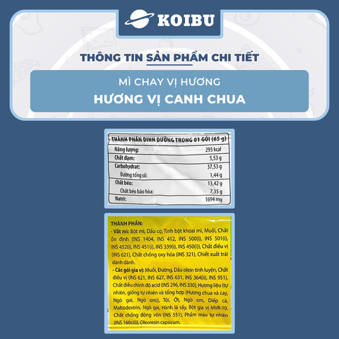 THIEN HUONG FOOD - Mì chay Vị Hương hương vị Canh chua chay, Mì Vị Hương canh chua chay, Mì chay ăn liền - 65g/gói  - 00866