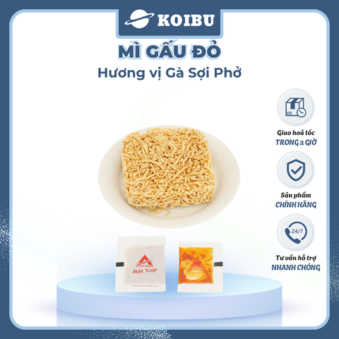 ASIAFOODS - Mì Gấu Đỏ hương vị Gà sợi phở, Mì Gà sợi phở Gấu Đỏ, Mì gói ăn liền Gấu Đỏ Gà sợi phở - 63g/gói - 00325