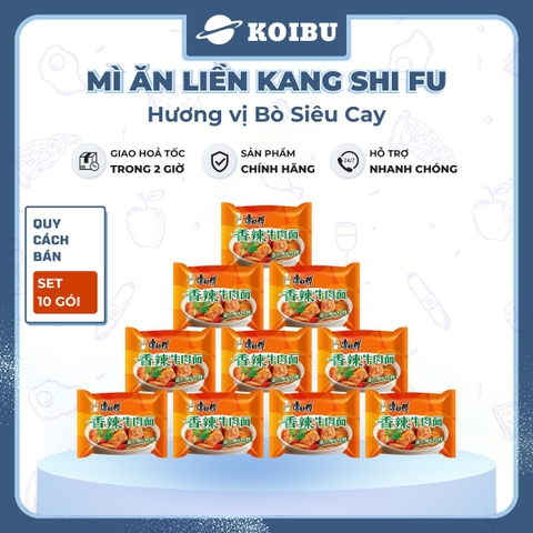 KANG SHI FU - Mì Kang Shi Fu hương vị Bò siêu cay, Mì Kang Shi Fu ăn liền, Mì ăn liền Trung Hoa - 104g/gói - 00748