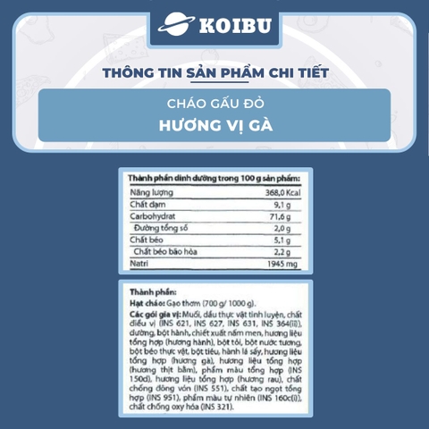 ASIAFOODS - Cháo Gấu Đỏ hương vị Gà, Cháo Gà Gấu Đỏ, Cháo gói ăn liền Gấu Đỏ vị Gà - 50g/gói - 00340