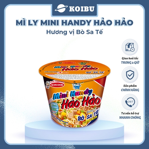 ACECOOK - Mì ly Mini Handy Hảo Hảo hương vị Bò sa tế, Mì ly bò sa tế Hảo Hảo Mini Handy, Mì Hảo Hảo - 53g/ly - 00020