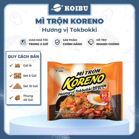 PALDO - Mì trộn Koreno hương vị Tokbokki, Koreno Mì trộn Tokbokki Koreno, Mì Koreno Hàn Quốc ăn liền - 74g/gói - 00159