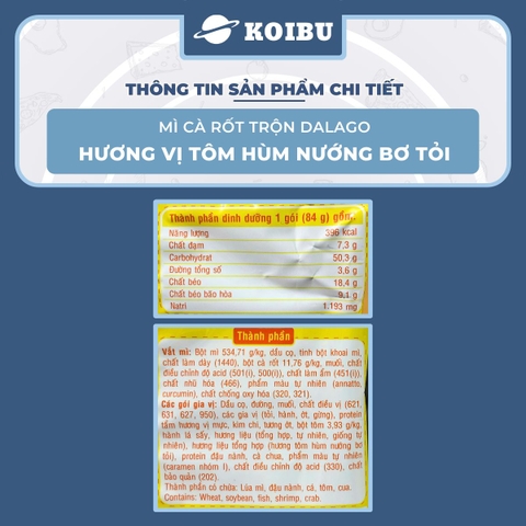 ACECOOK - Mì cà rốt trộn Dalago hương vị Tôm hùm nướng bơ tỏi, Mì Dalago trộn tôm hùm nướng bơ tỏi - 84g/gói - 00015